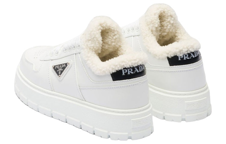 (WMNS) PRADA Leather and Shearling Sneakers 'White' 1E947M_3LEN_F0009_F_ZF45 - 3