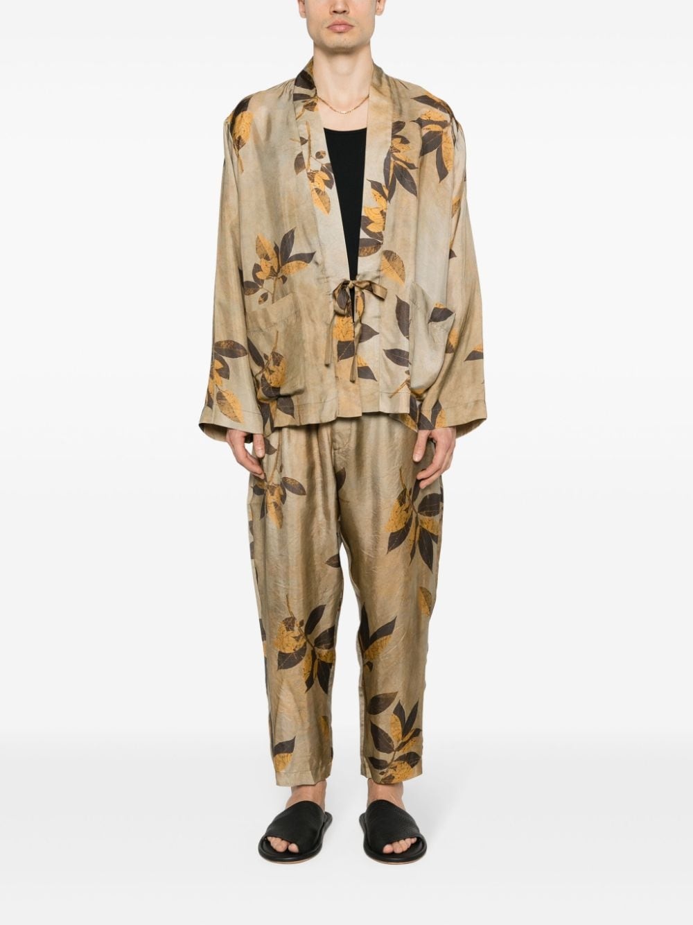 branches-printed tapered trousers - 2
