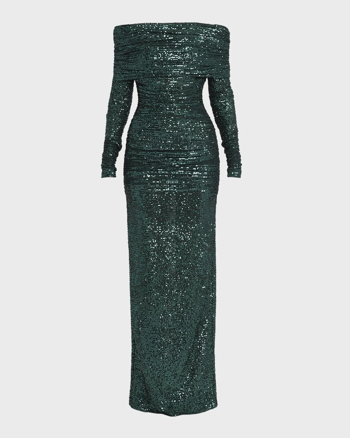 Sequin Off-Shoulder Column Gown - 1