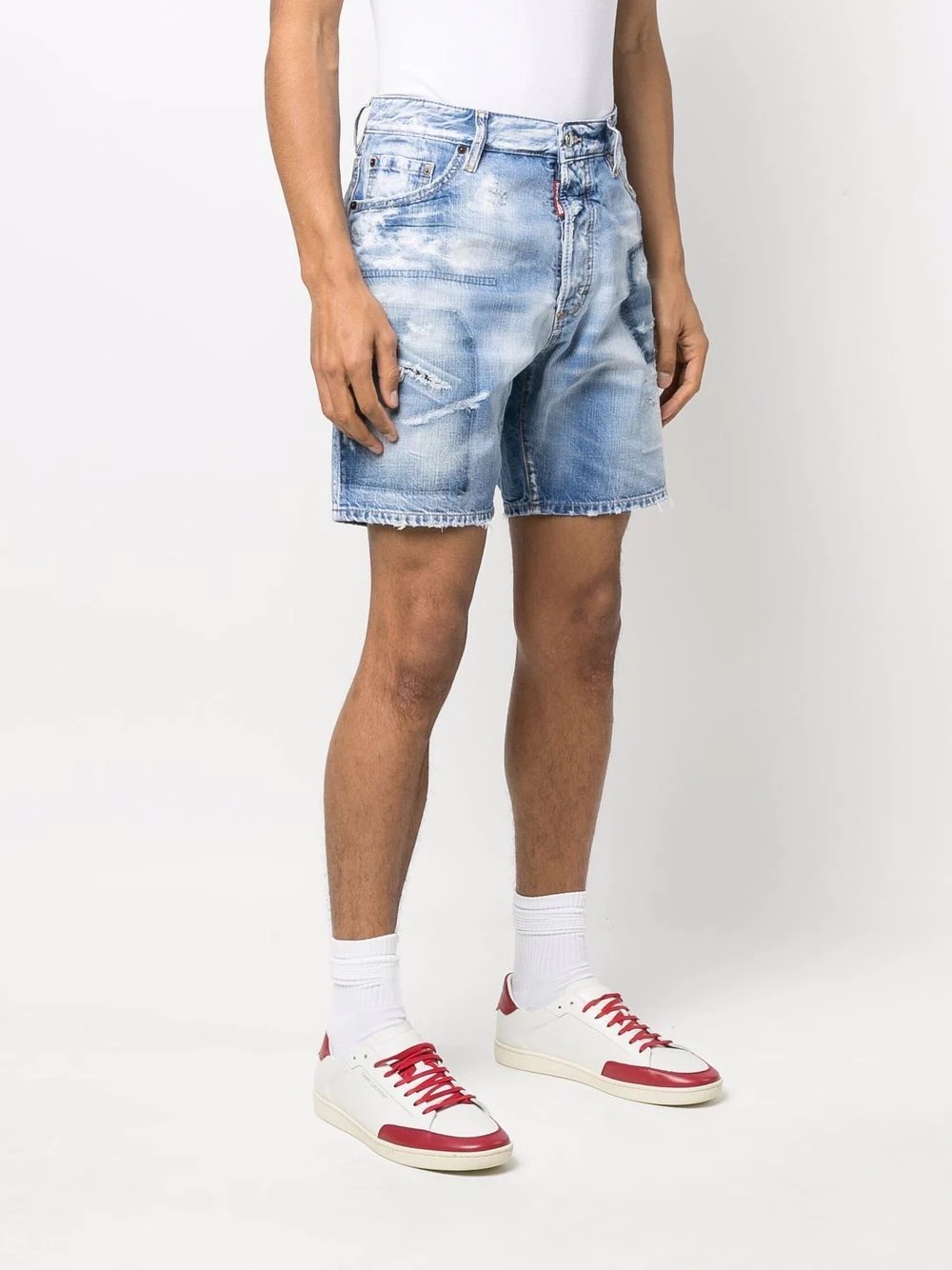 distressed-effect denim shorts - 3