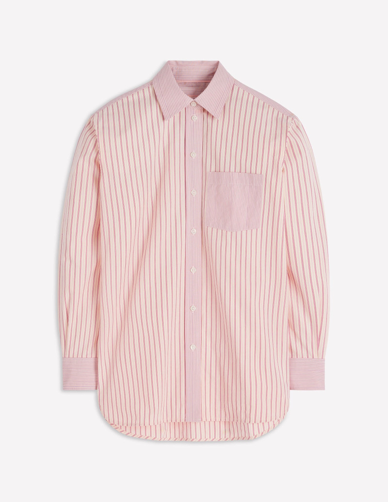 Sadie Relaxed Cotton Shirt-Pink Stripe Hotch 1