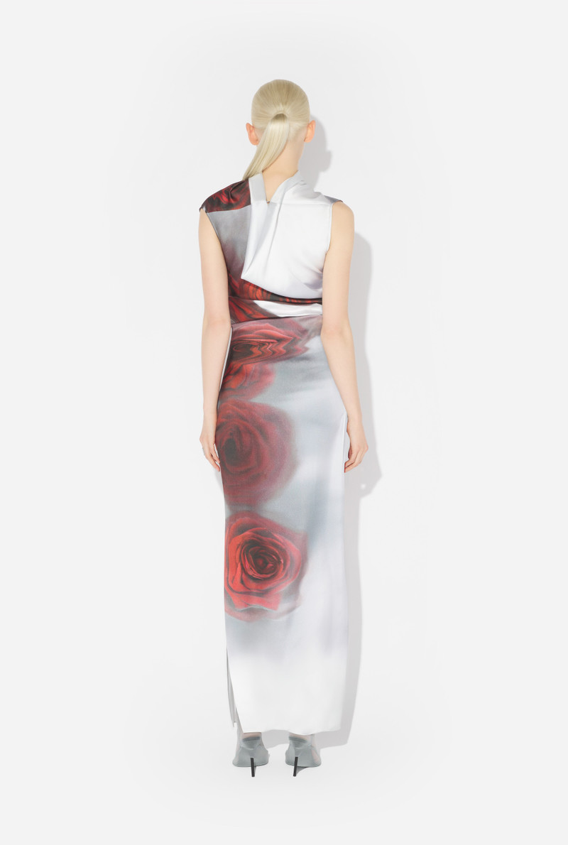 THE RED DRAPED BLURRY ROSES DRESS 2
