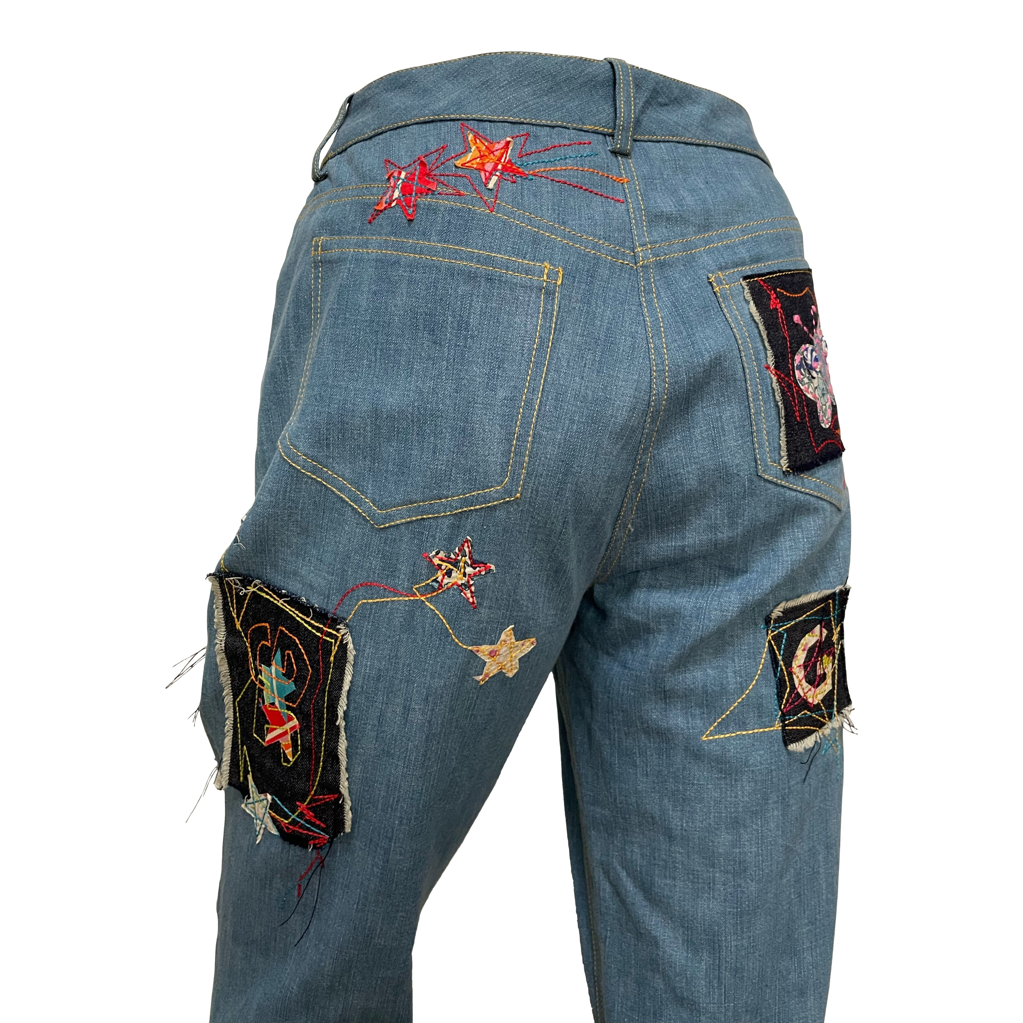 JOHN GALLIANO Spring Summer 2002 Flared Denim Patchwork Pants - 5