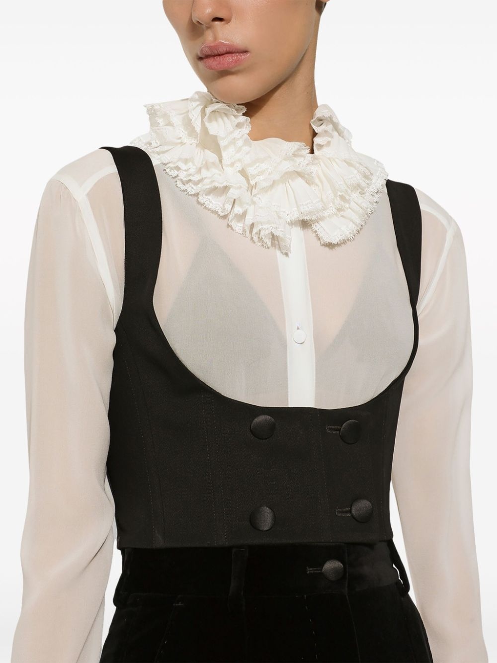 double-breasted scoop neck waistcoat - 3