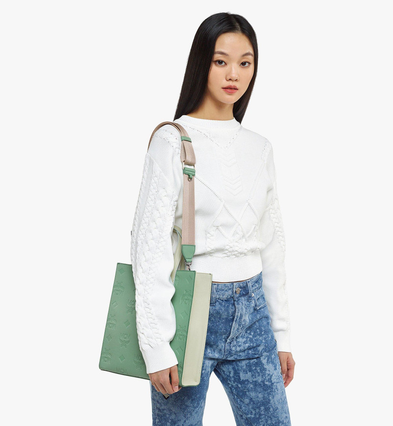 MCM Aren Tote in Embossed Monogram Leather outlook