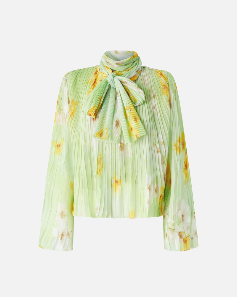 LIGHT BLOUSE IN PLEATED FLORAL CREPON - 1