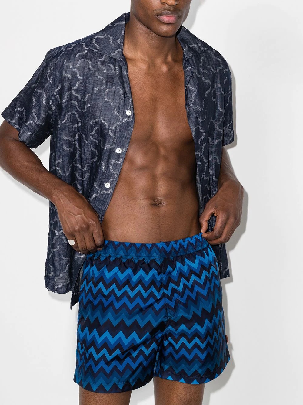 chevron print swim shorts - 5