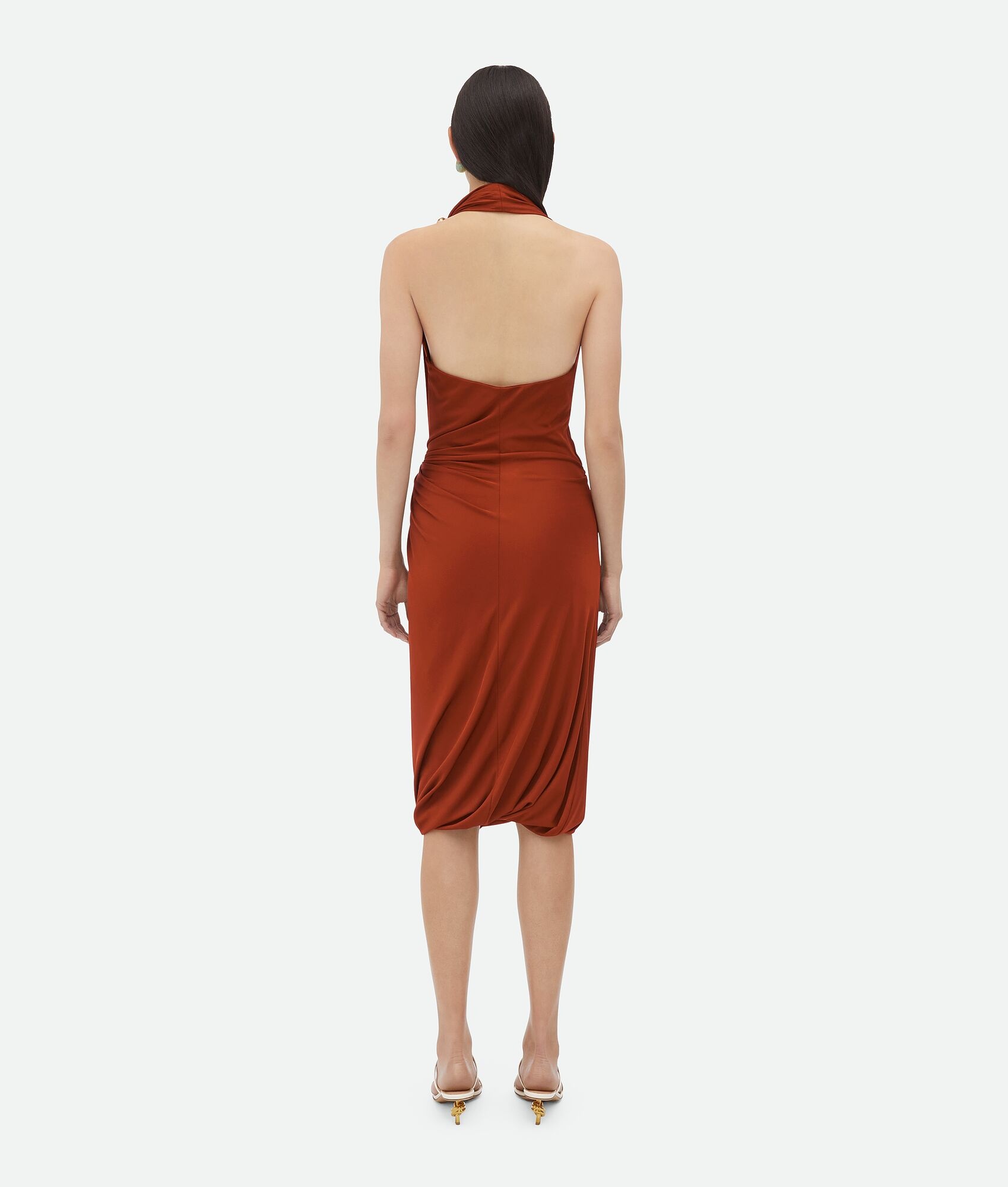 Viscose Jersey Midi Dress With Drop Ring Detail - 3