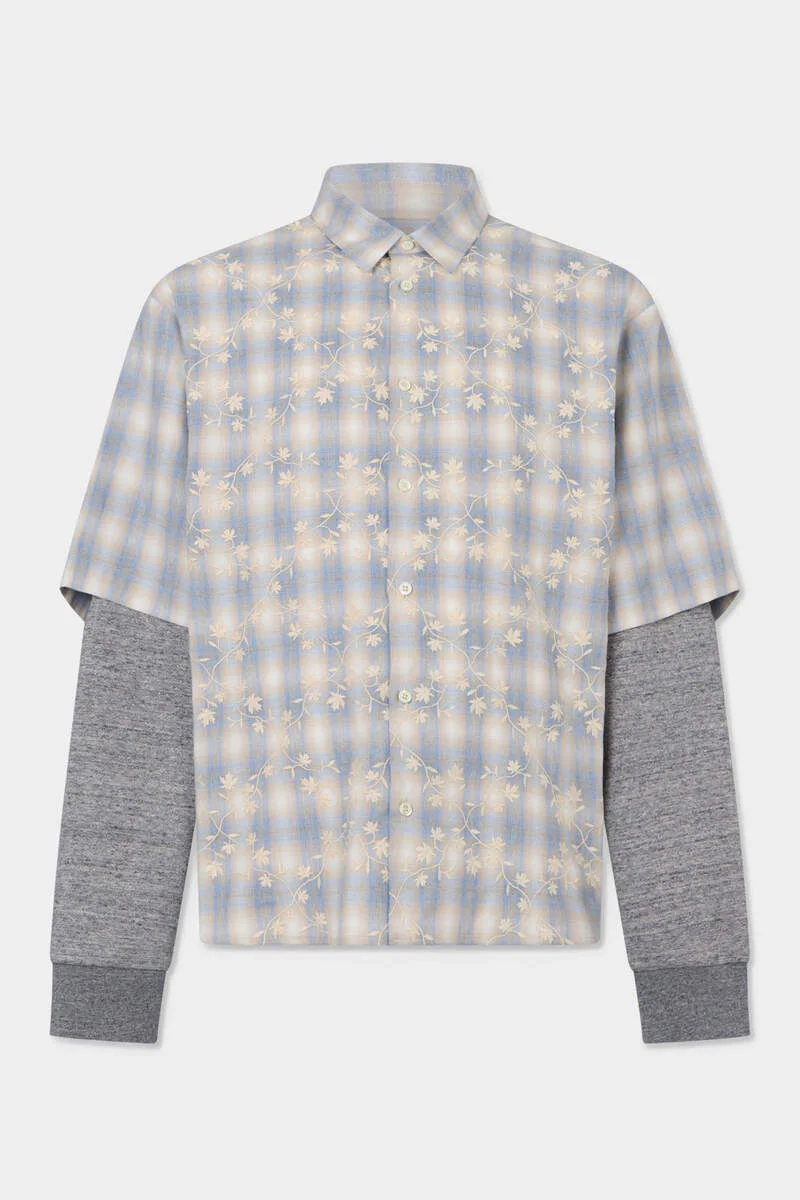 CLASSIC CHECK EMBROIDERED DOUBLE SLEEVE SHIRT - 1