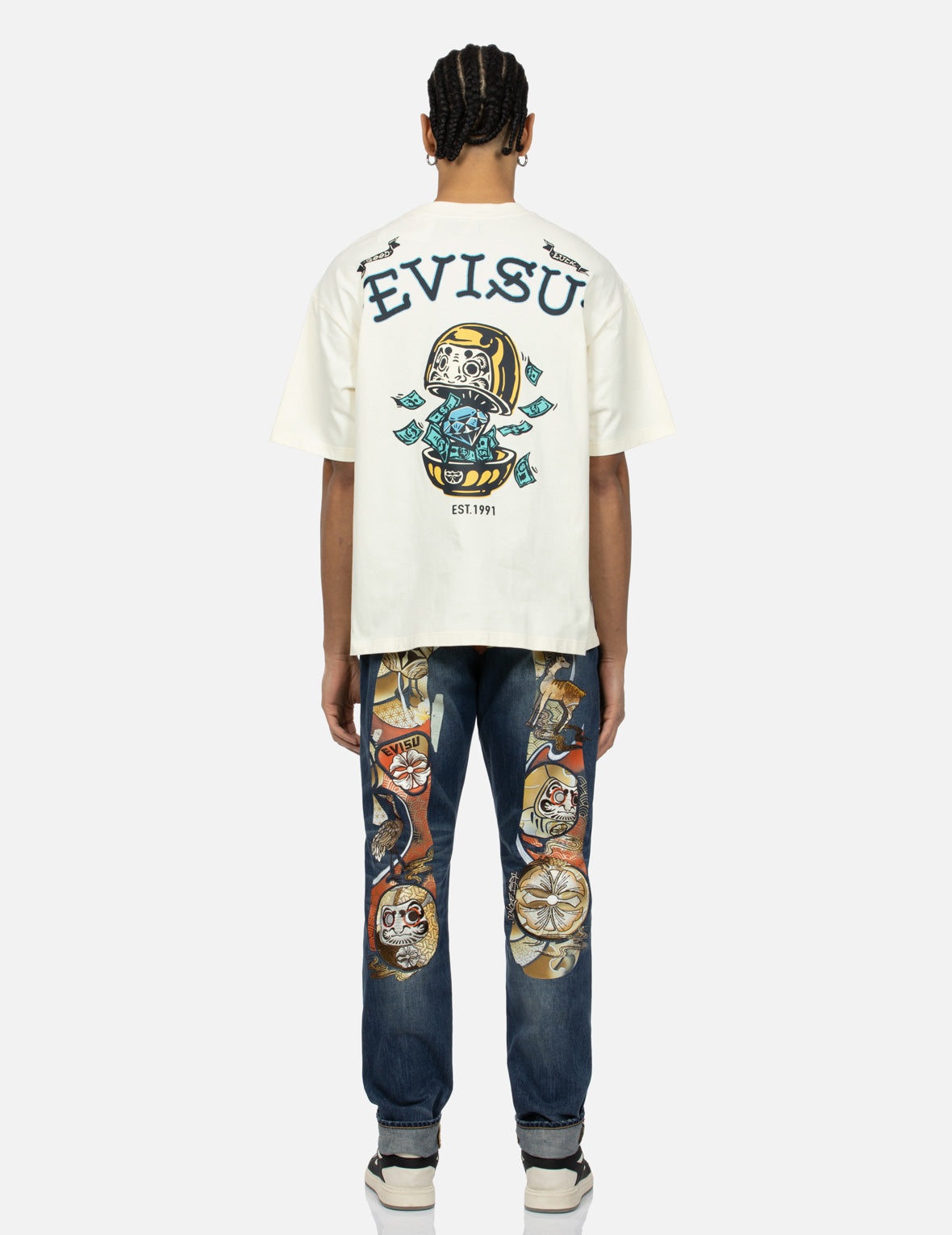 HANAFUDA DARUMA DAICOCK EMBROIDERY CARROT FIT DENIM JEANS #2017 - 4