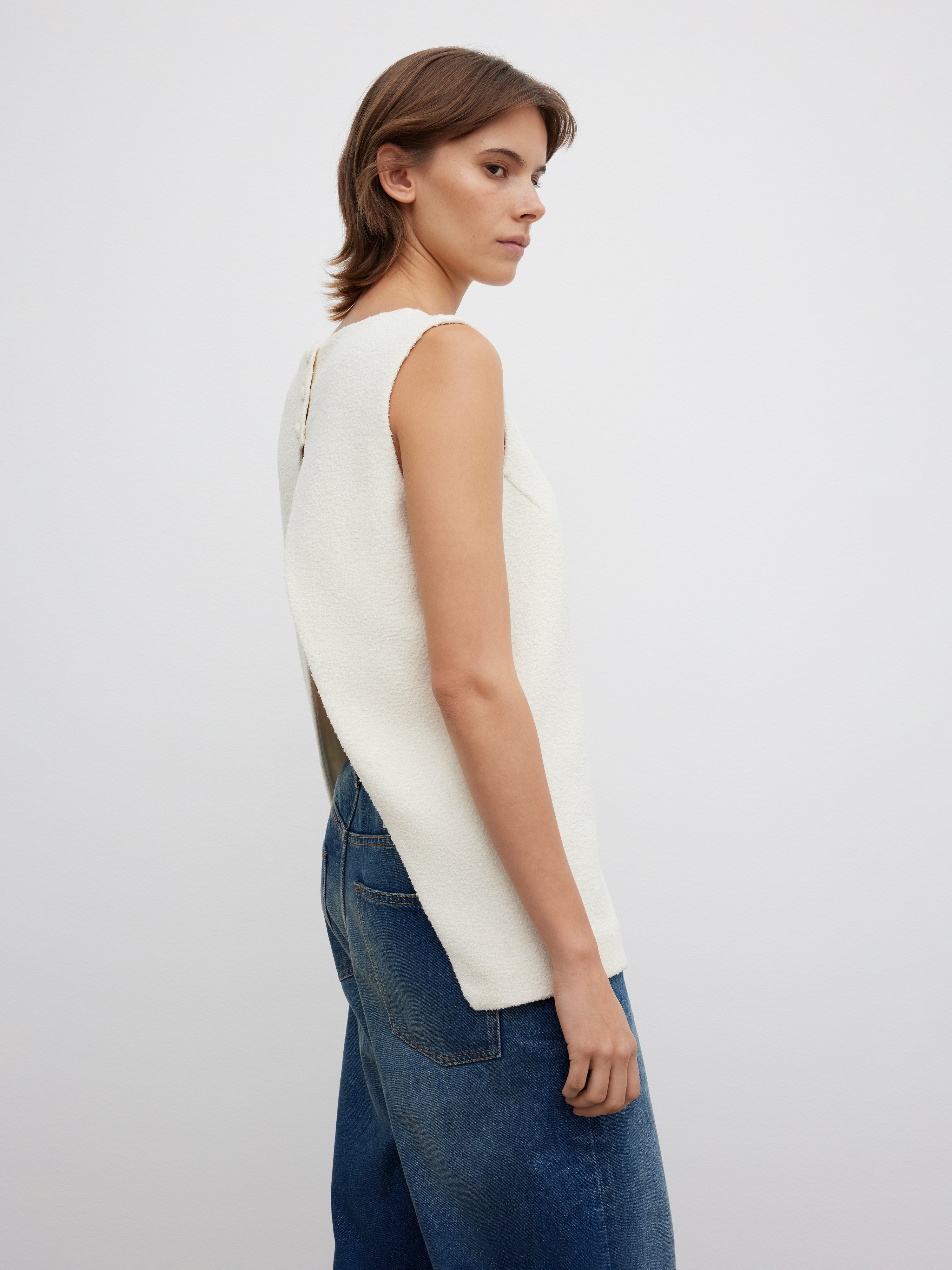 Open back bouclé top - 4