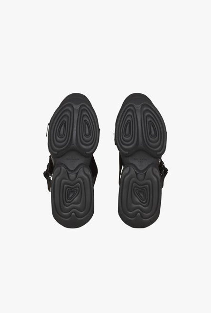 Bicolor ivory and black knit and suede B-Bold high-top sneakers 5