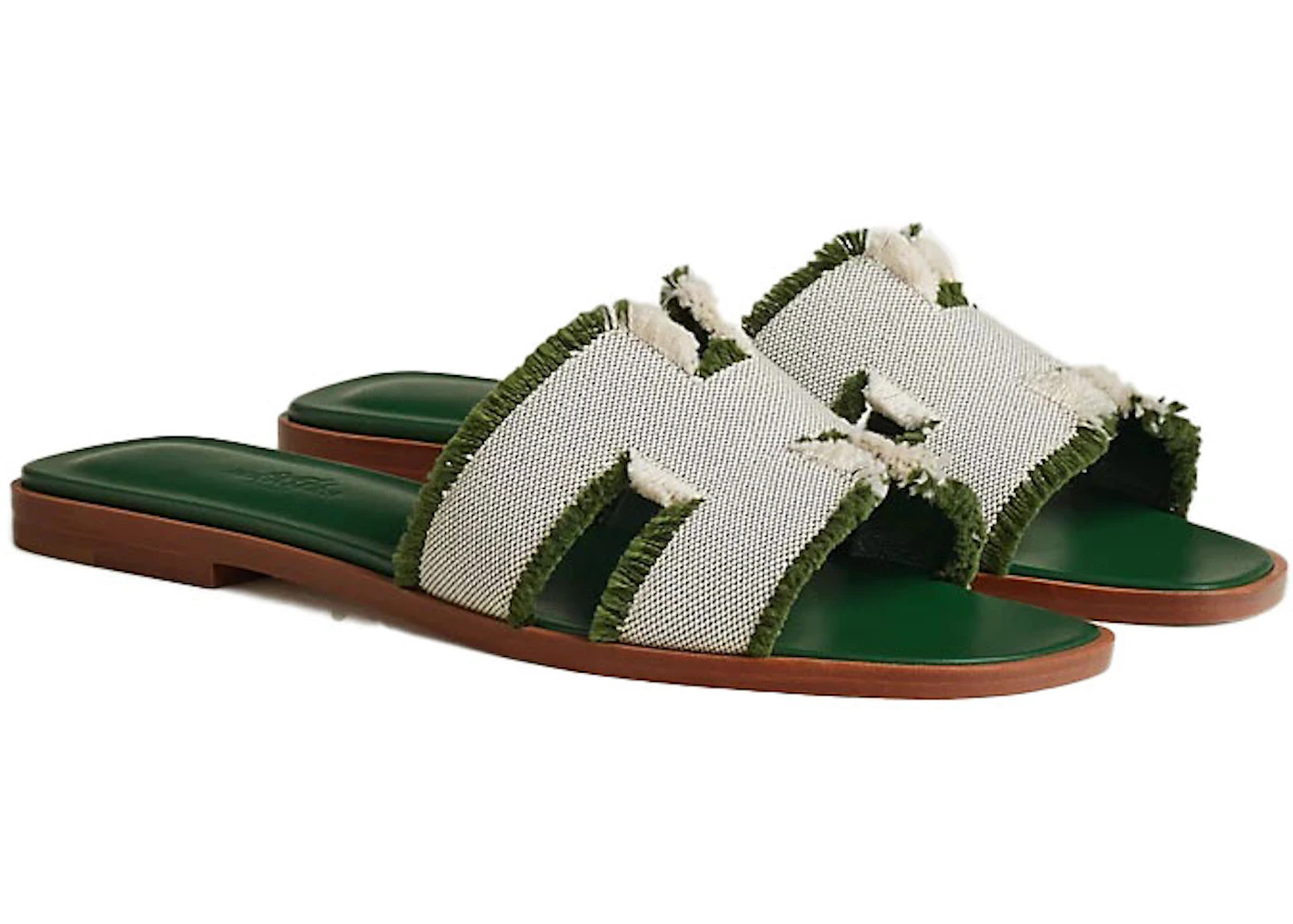 Hermes Oran Sandal Vert Canvas - 2