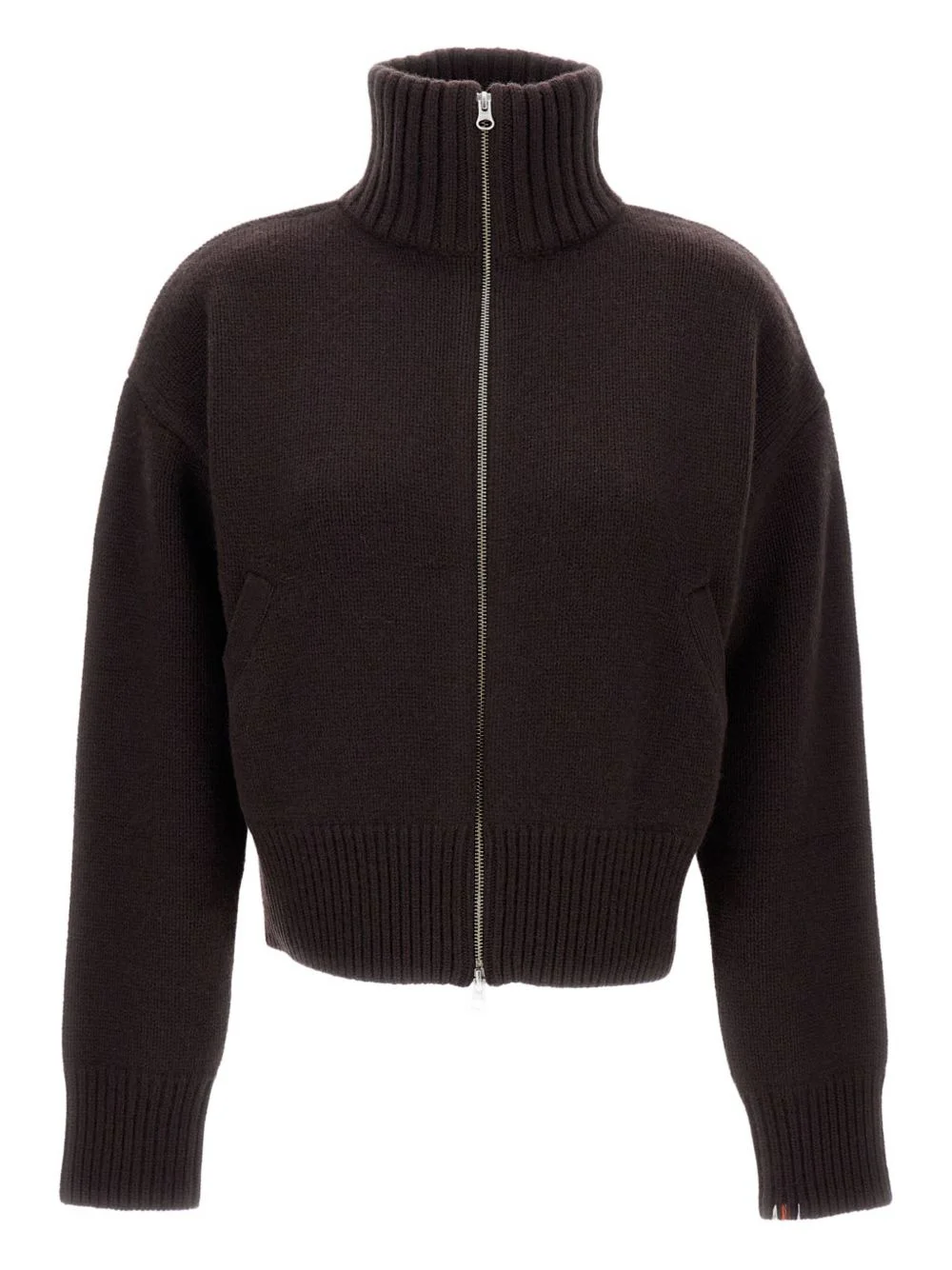 high-neck zip-front cardigan - 1