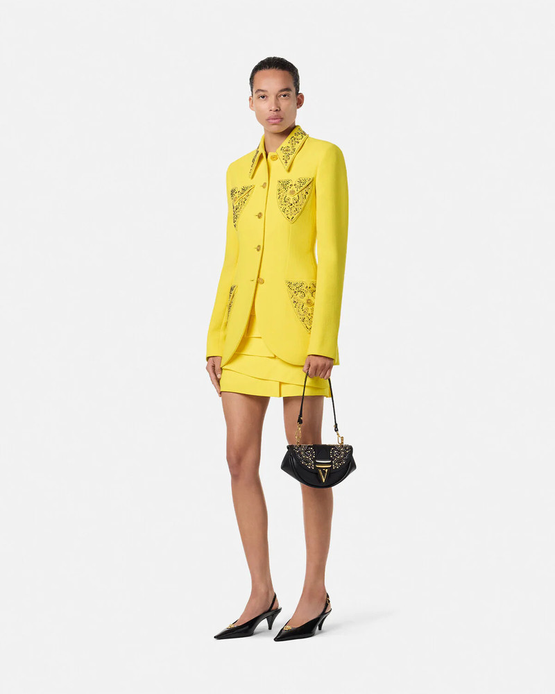 VERSACE Studded Wool Fitted Single-Breasted Blazer outlook