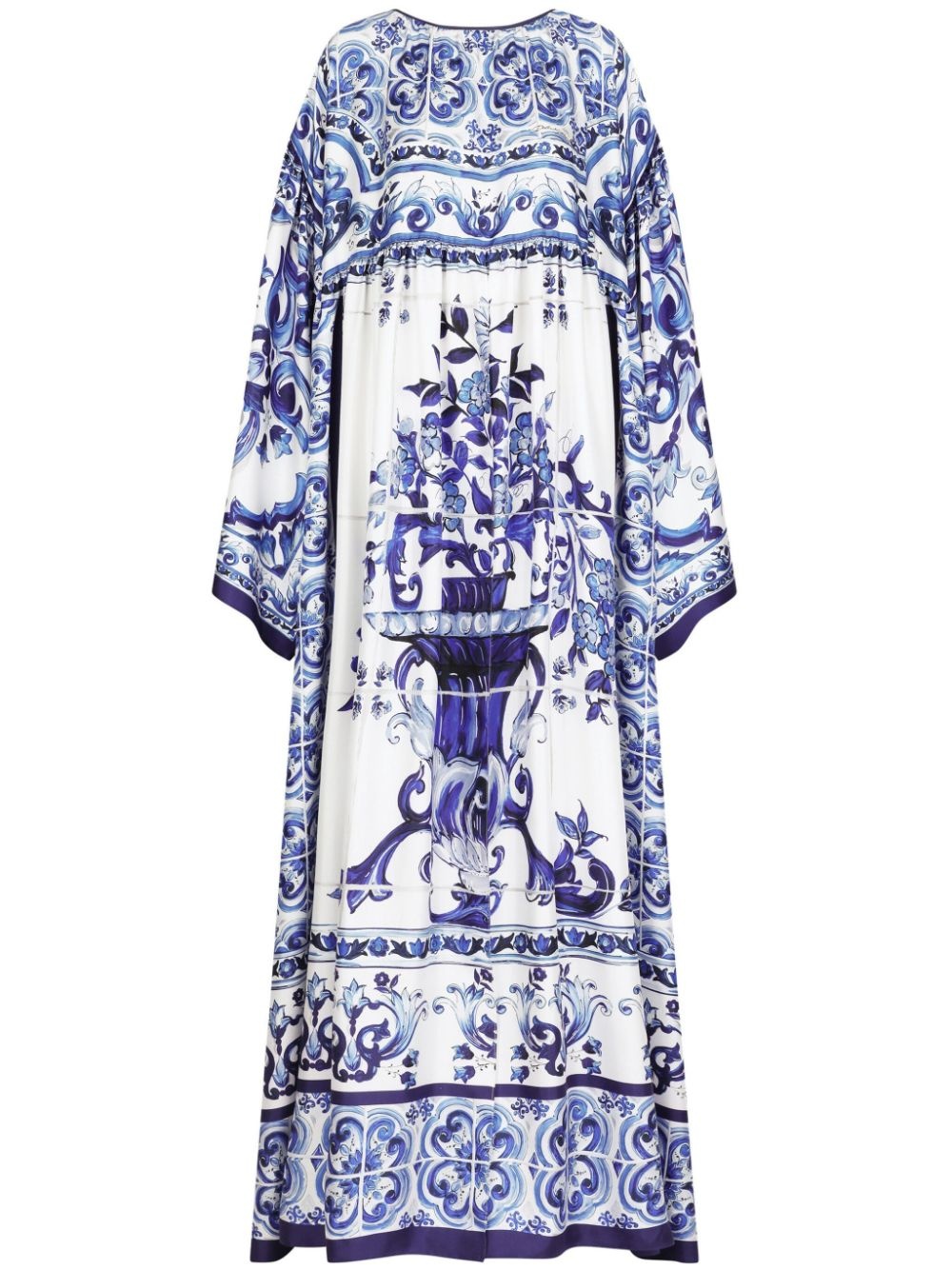 majolica-print silk dress - 1
