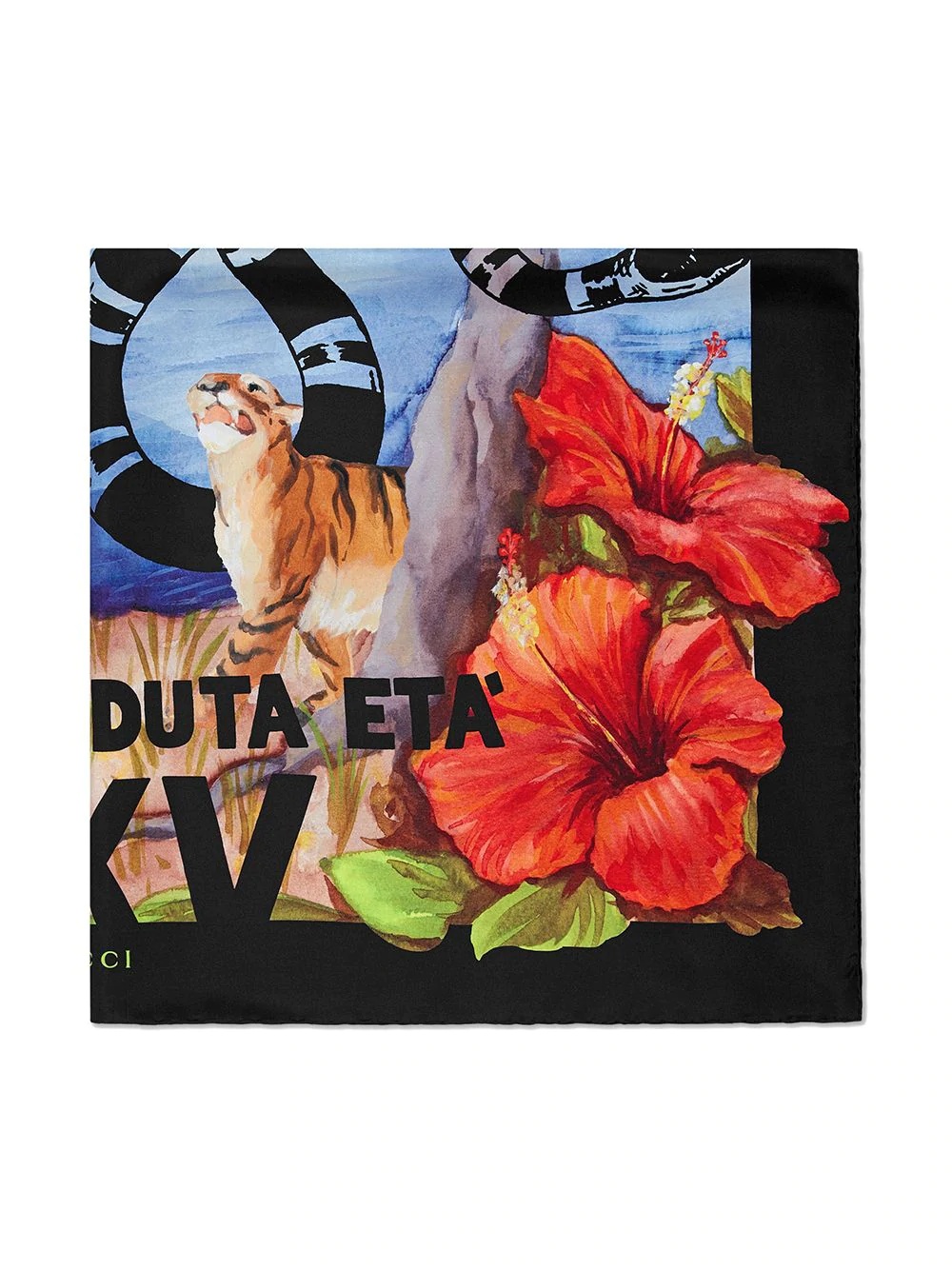 multicoloured "Guccify Yourself" print silk scarf - 2