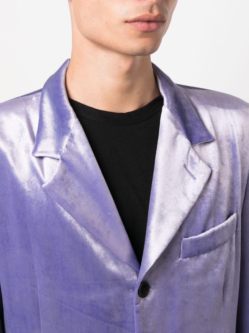 single-breasted velvet blazer - 5