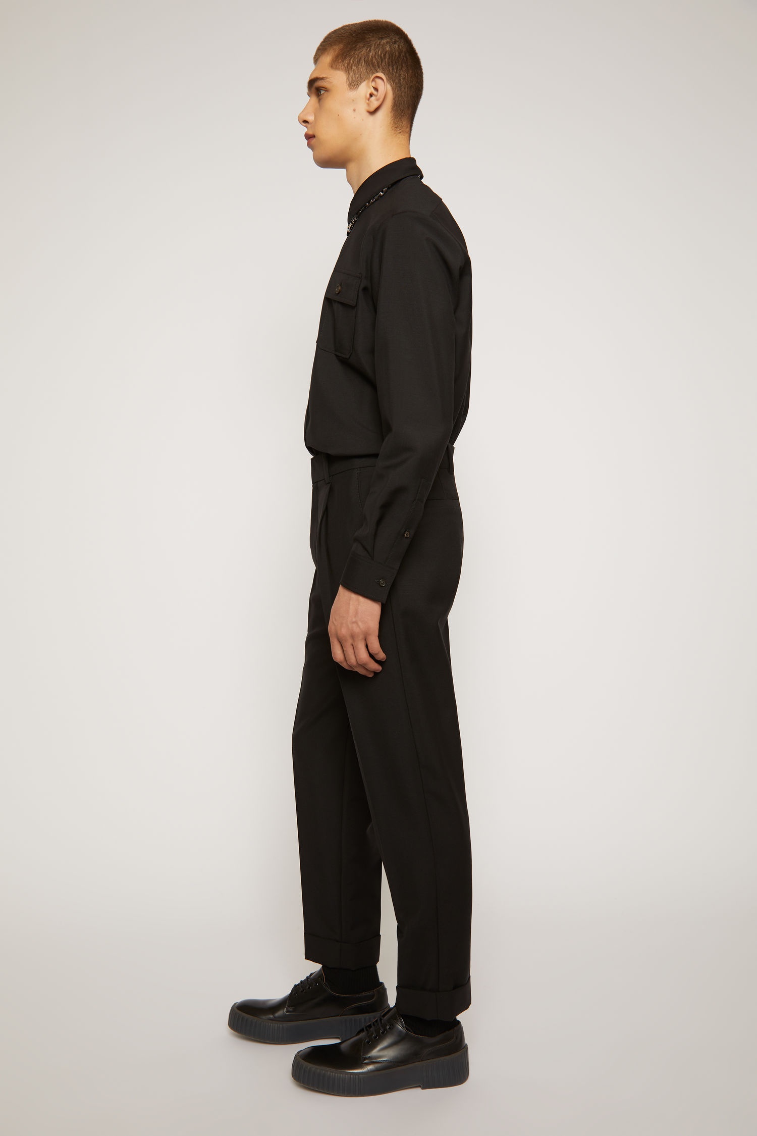 Pleated cropped trousers black - 3