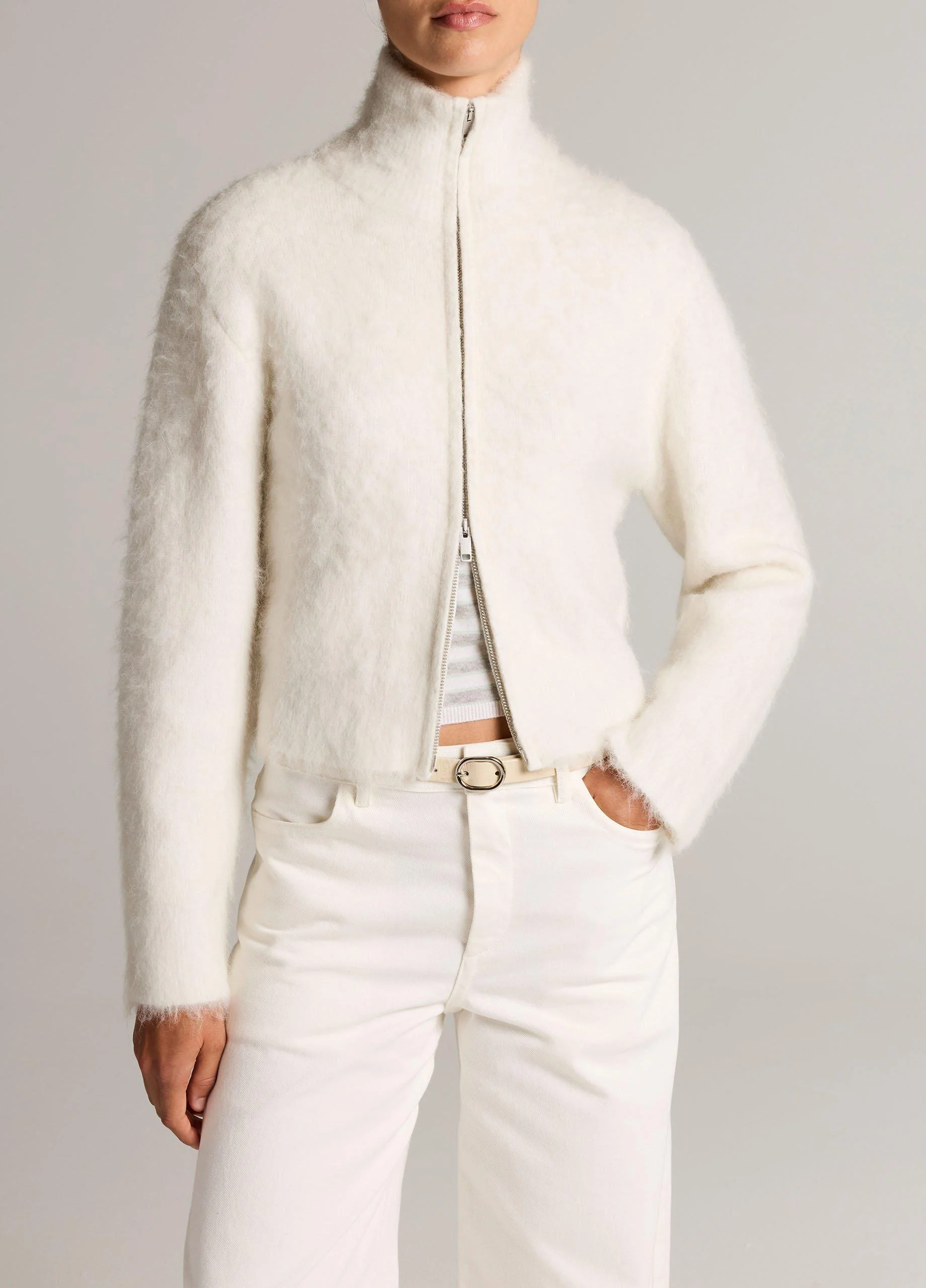 Brushed Wool & Alpaca-Blend Zip Sweater Jacket - 1