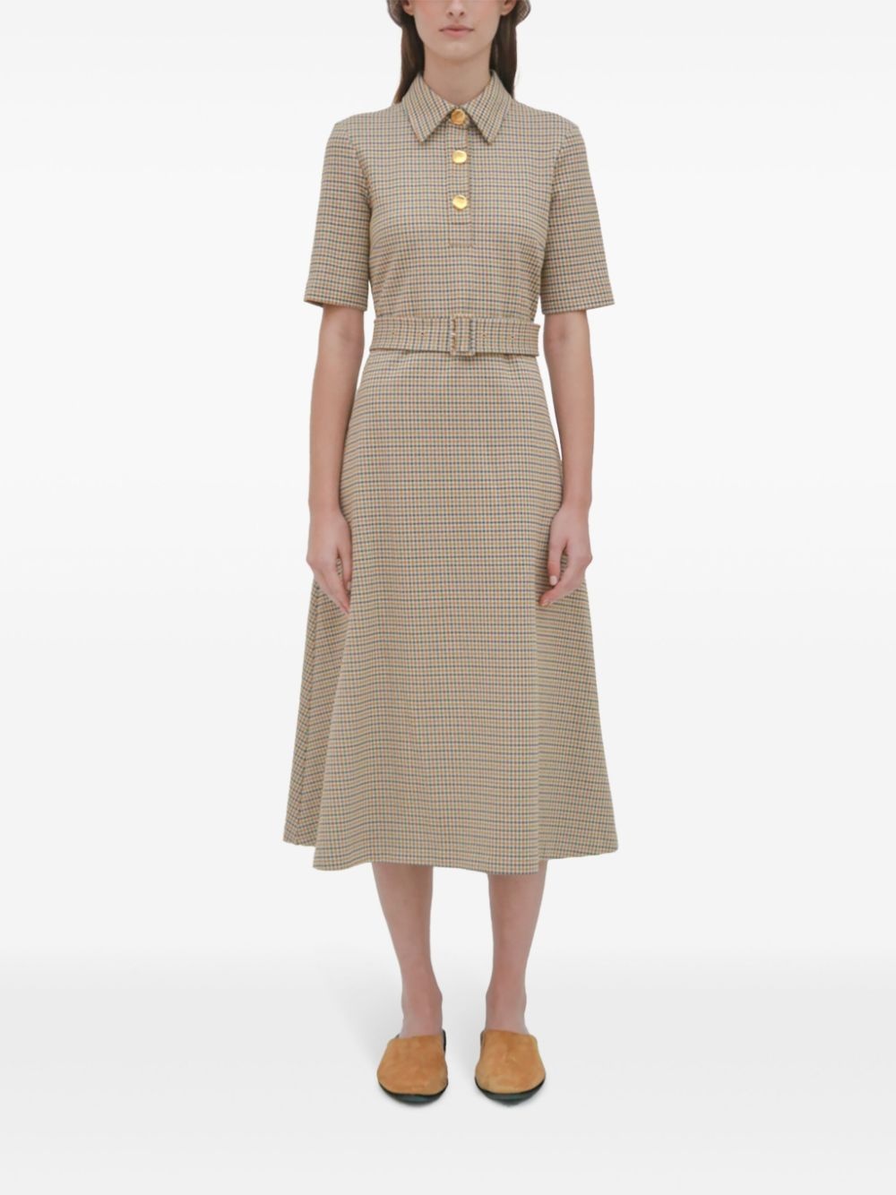 check-pattern midi dress - 3