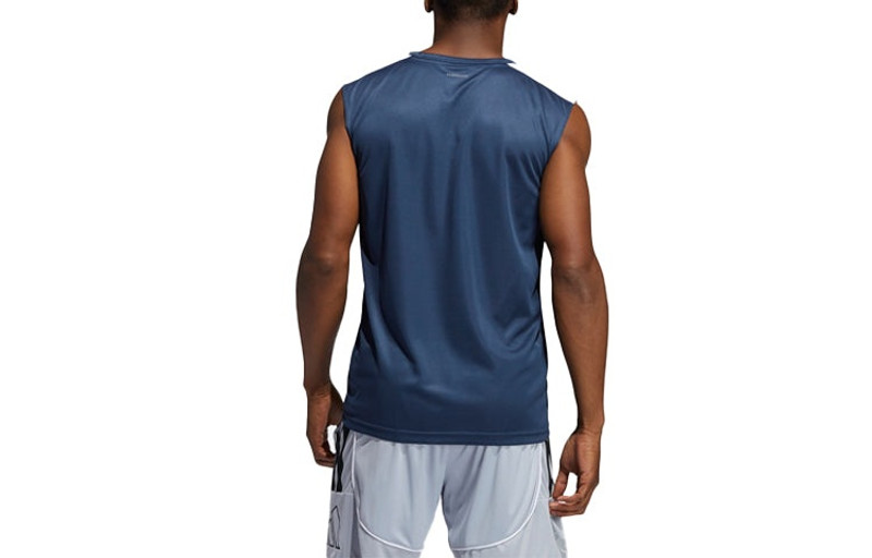 adidas adidas Casual Round Neck Pullover Alphabet Printing Basketball Sports Vest Navy Blue / White GT3015 outlook