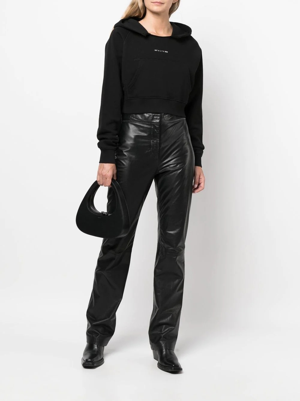 cropped logo-print detail hoodie - 2