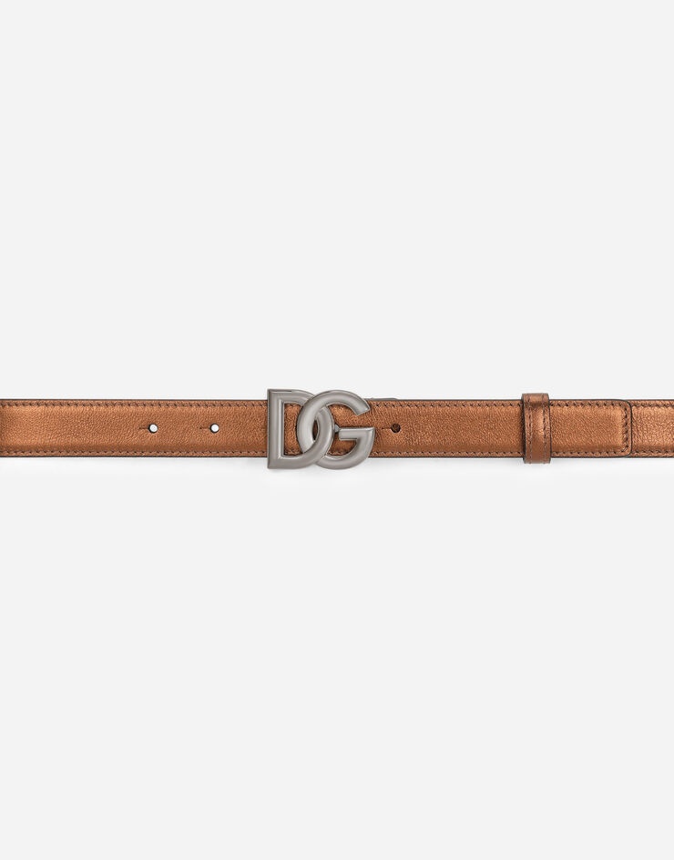 Calfskin belt with crossover DG buckle logo - 3