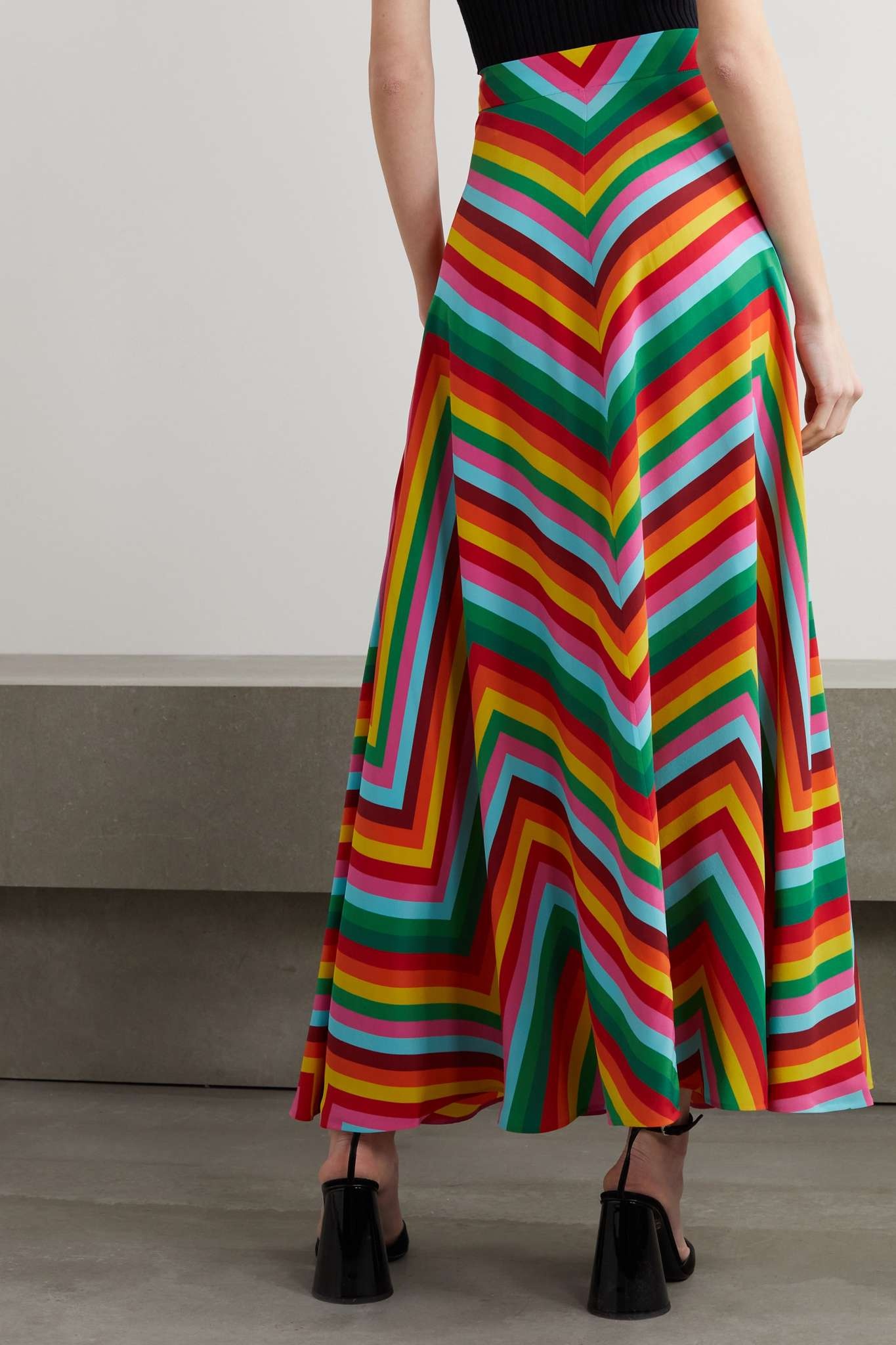 Striped silk-crepe maxi skirt - 3