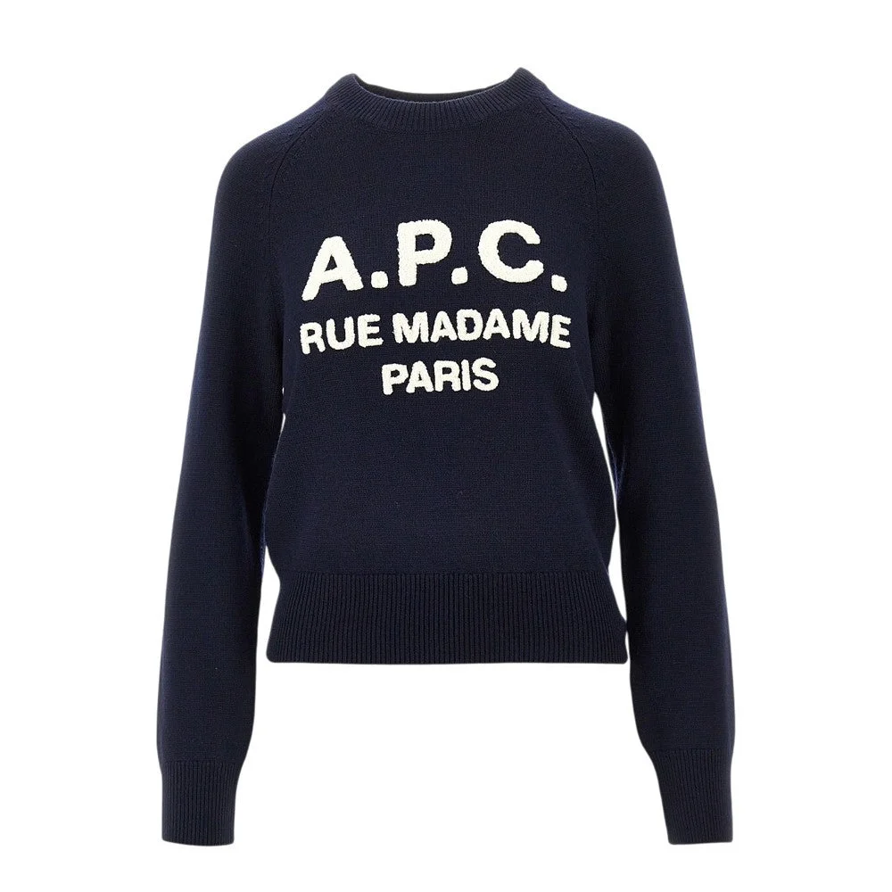 A.P.C. Terry-stitch Logo Wool Sweater Blue - 1