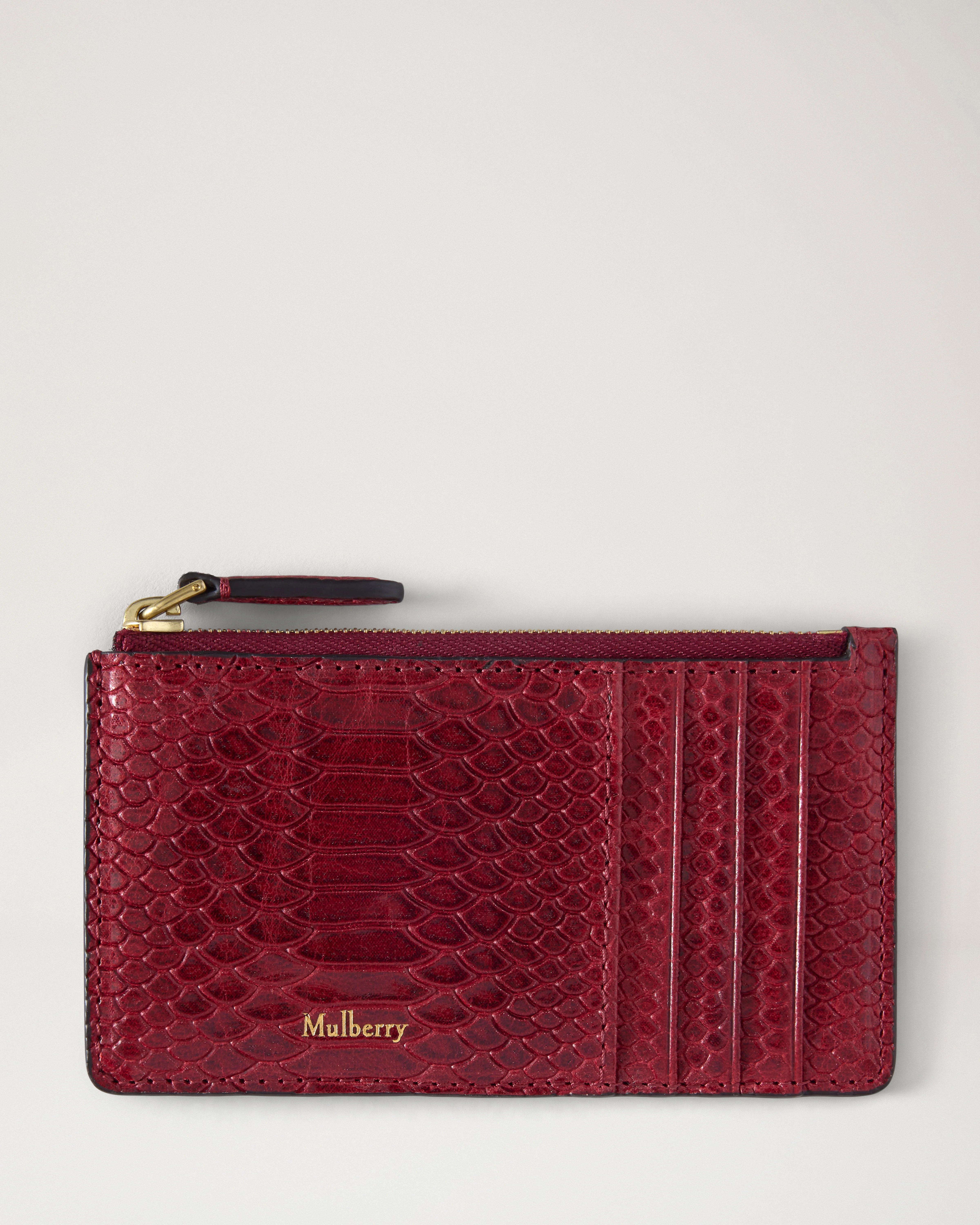 Continental Long Zipped Card Holder Apple Red Waxed Snake Print - 1