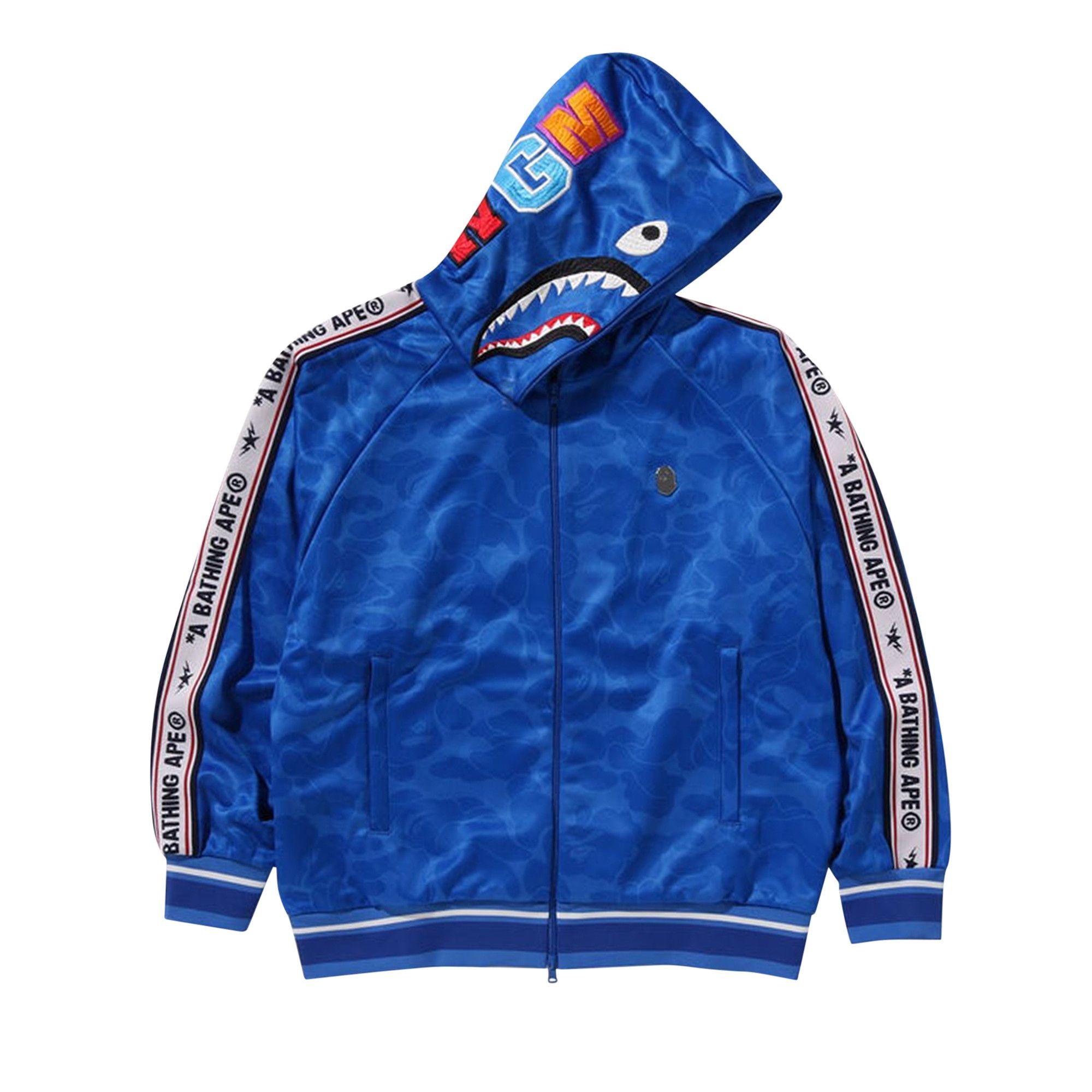 BAPE Solid Camo Relaxed Fit Shark Full Zip Hoodie 'Blue' - 1