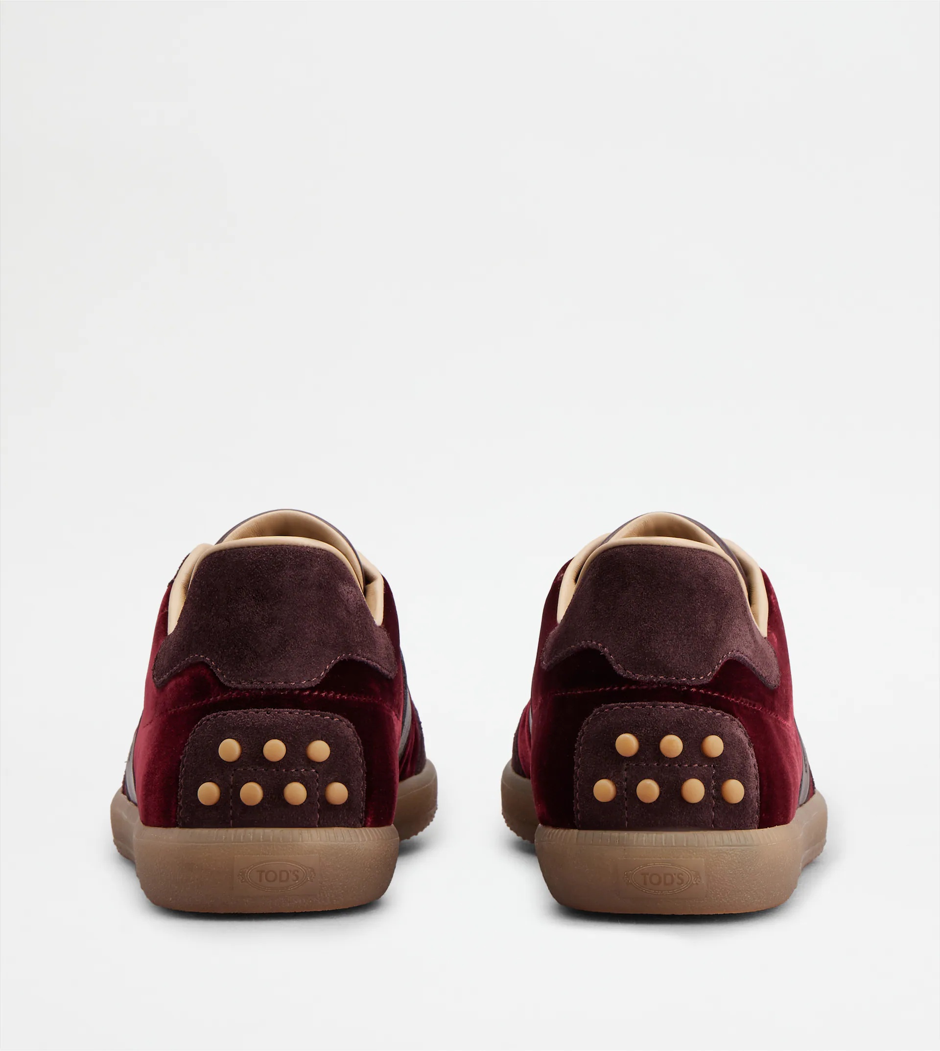 TOD'S TABS SNEAKERS IN VELVET AND SUEDE - BURGUNDY - 2