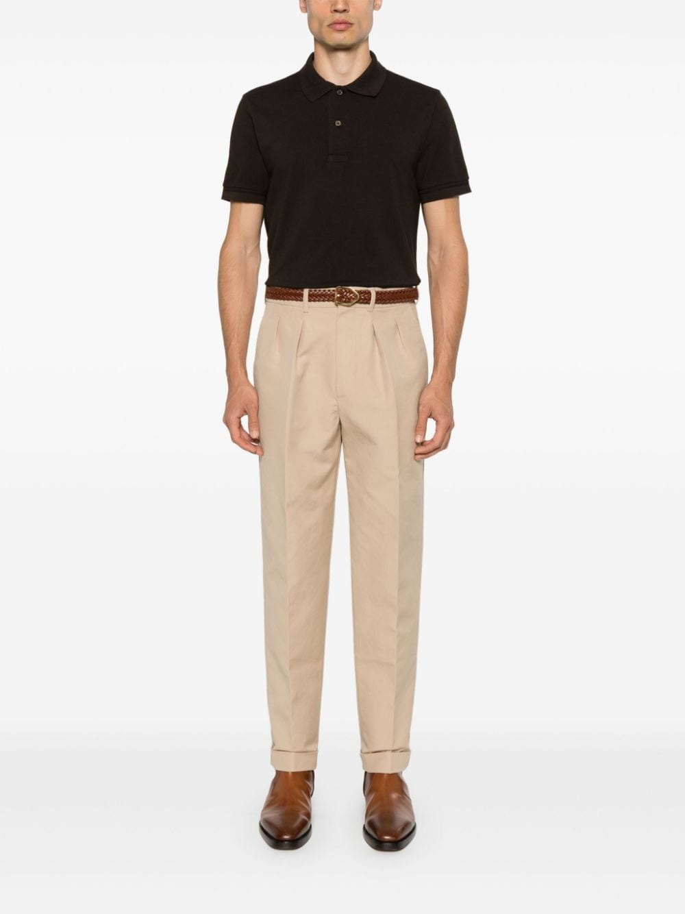 pleat-detail tapered trousers - 2