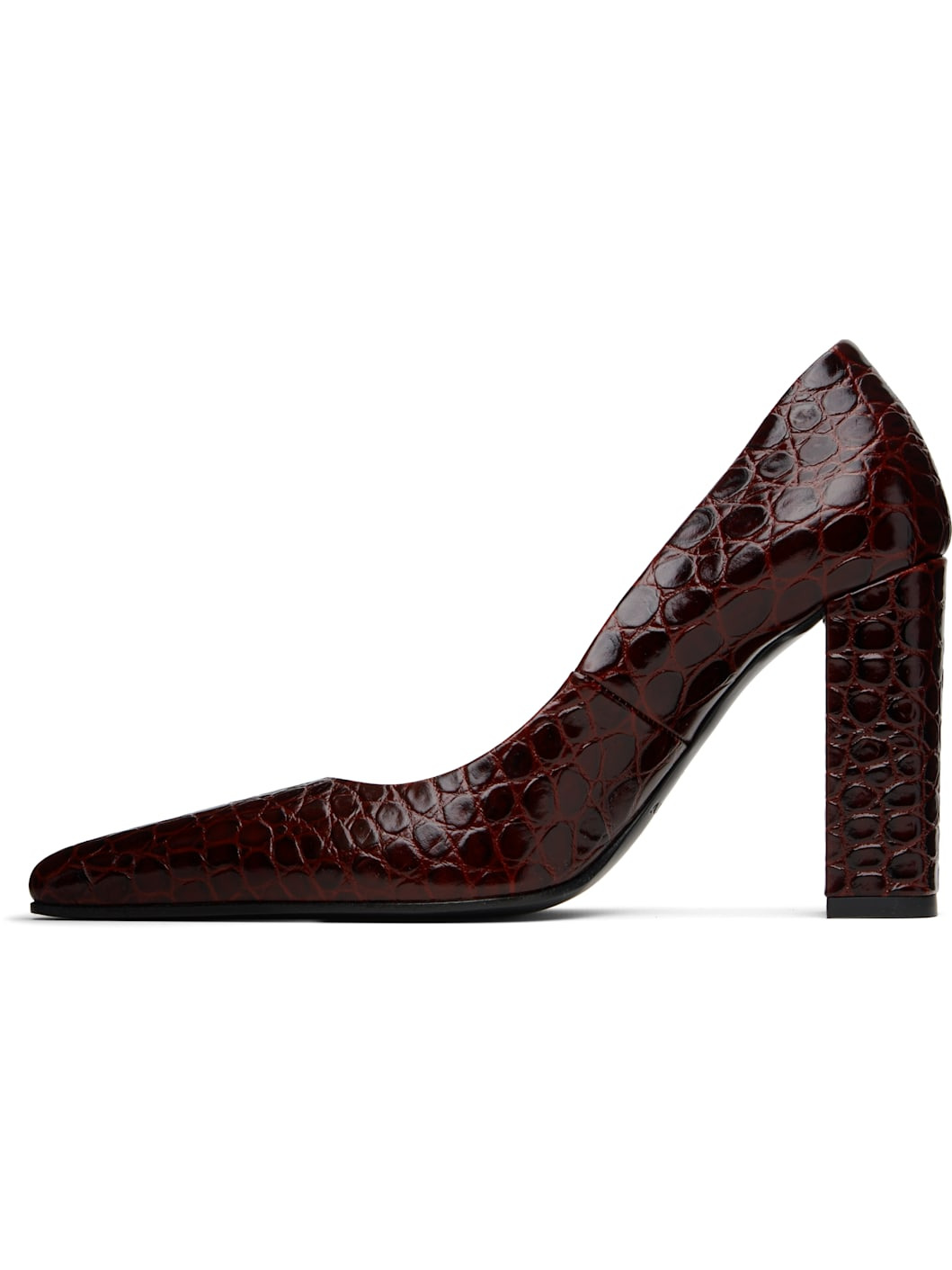 Burgundy Croc Embossed Calf 90 Heels - 3