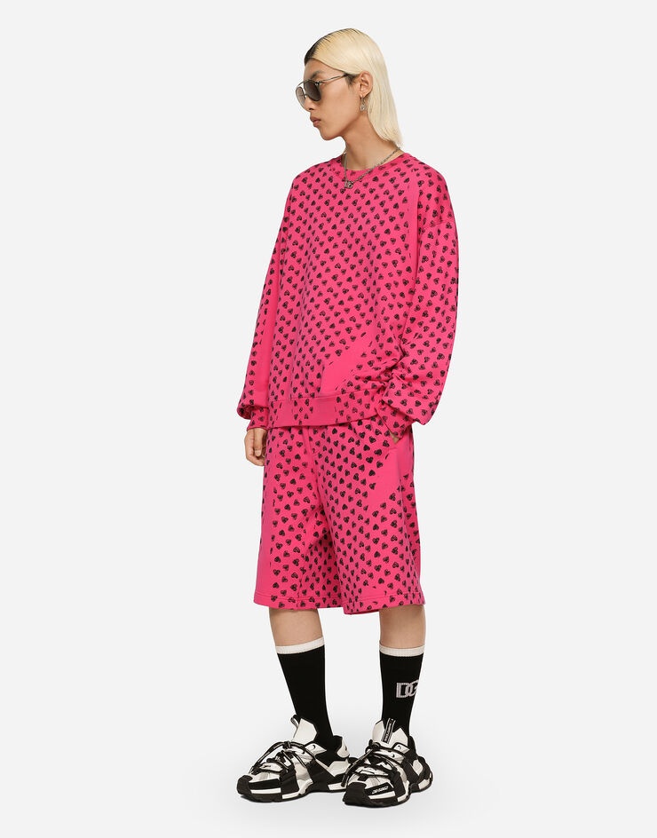 Round-neck jersey sweatshirt with DG heart print - 2