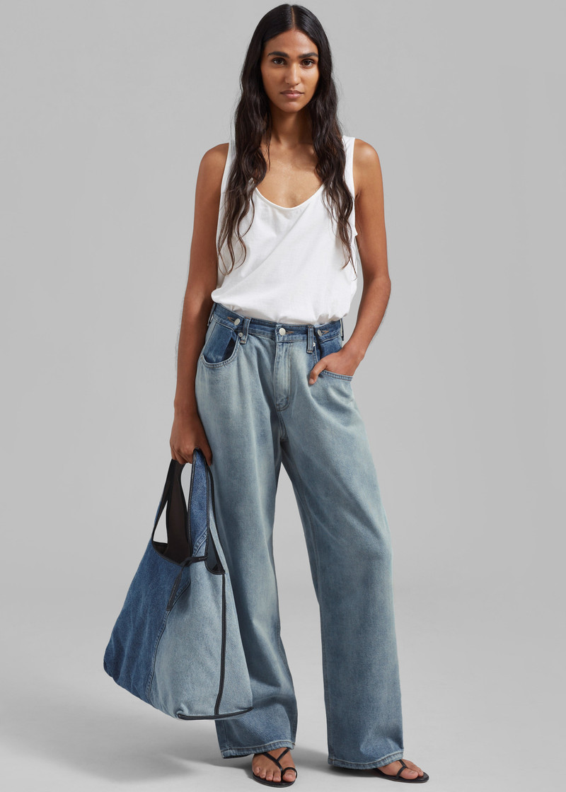 Hayla Contrast Denim Pants - Light Wash/Blue 1