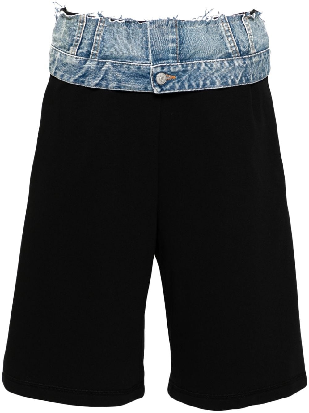 denim-waist track shorts - 1