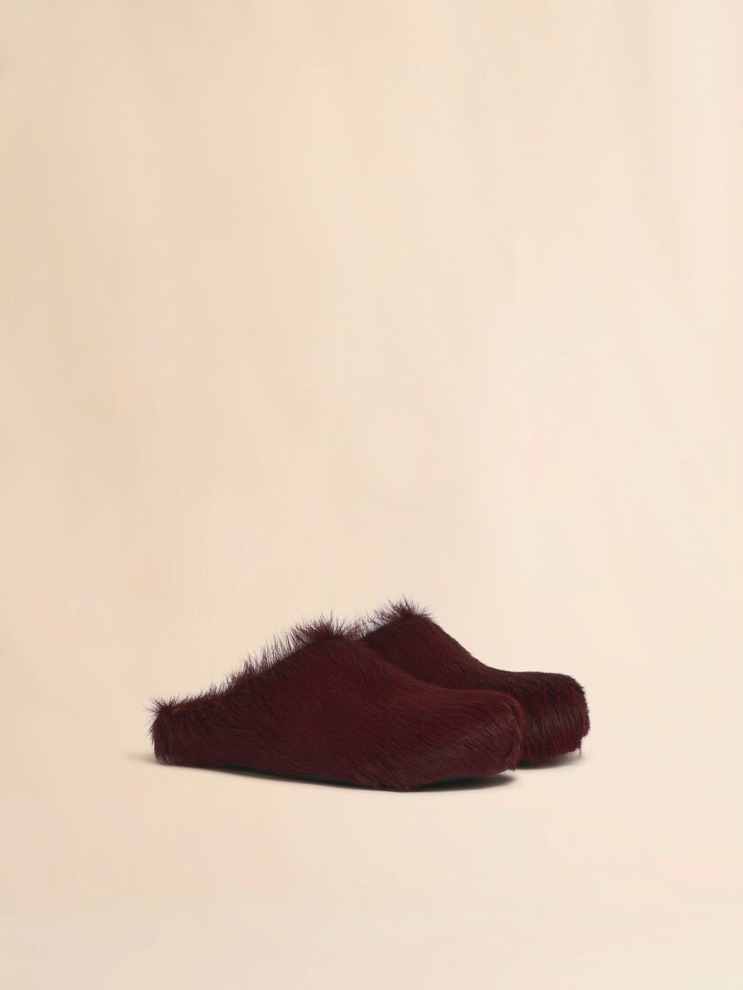 RED LONG HAIR CALFSKIN FUSSBETT SABOT - 2