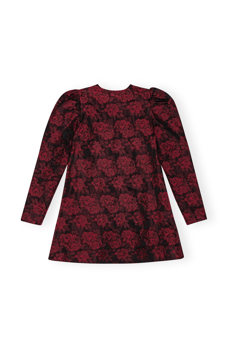 RED BOTANICAL JACQUARD MINI DRESS 1