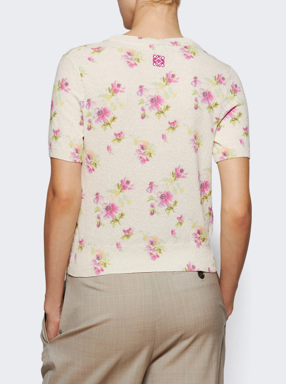 Short Sleeve Sweater Pink Floral - 4