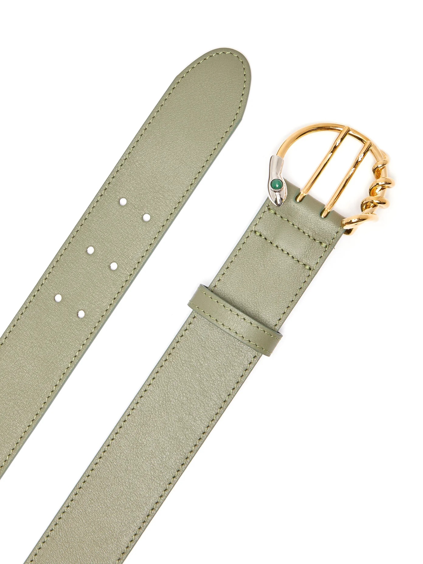 Snake C-buckle leather waist belt - 5