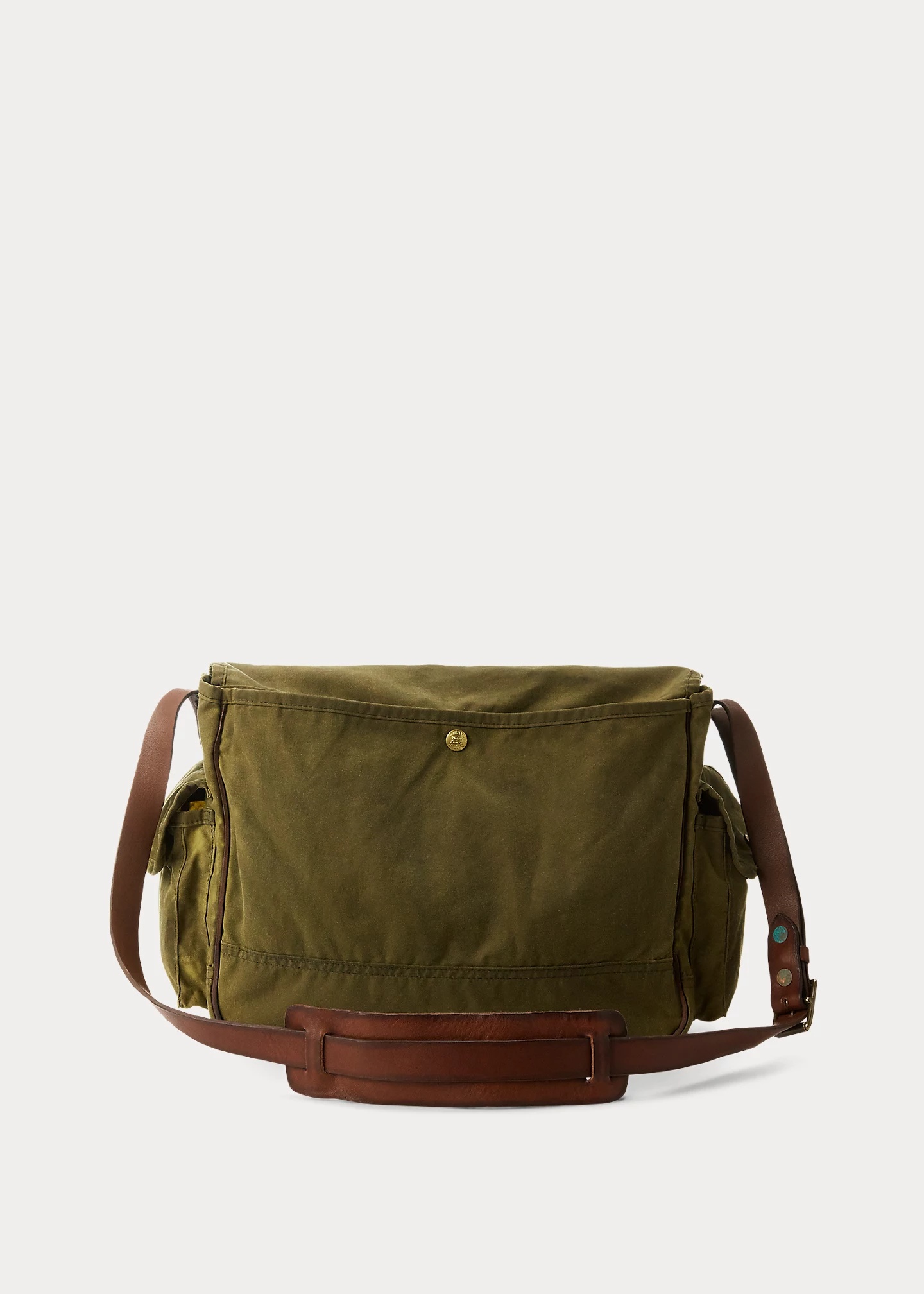 RRL by Ralph Lauren Leather-Trim Oilcloth Messenger Bag | REVERSIBLE