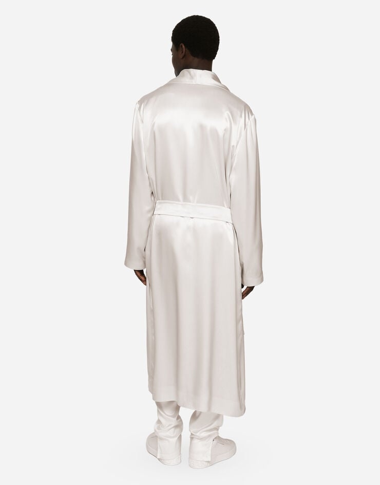 Silk satin robe with metal DG logo - 3