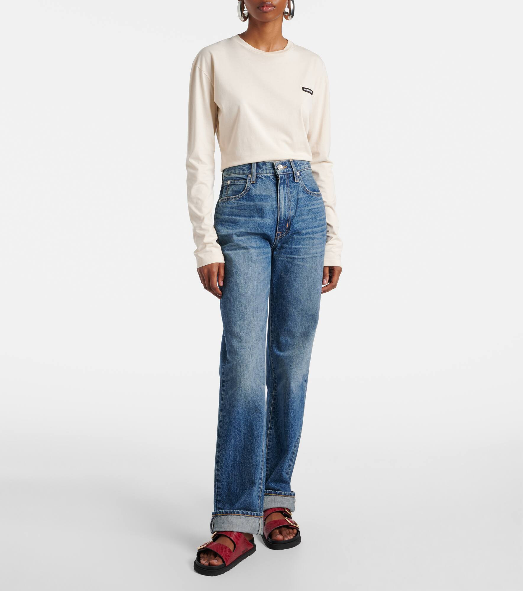 London Turn Up high-rise straight jeans - 7