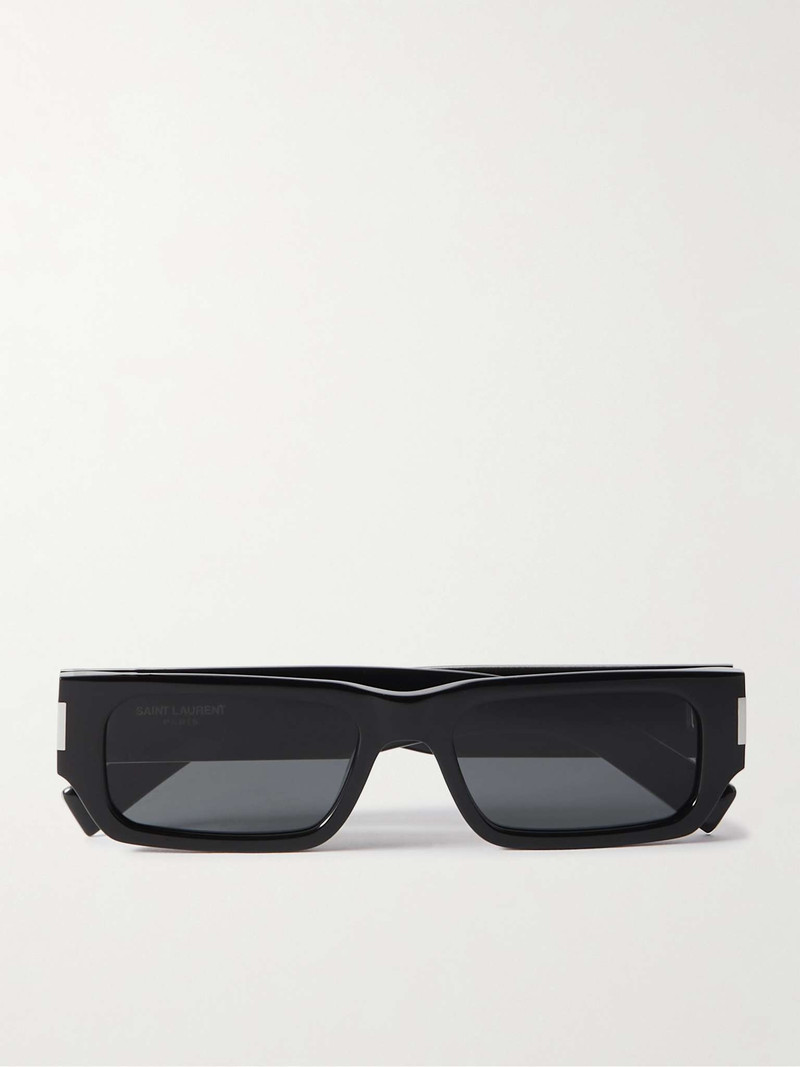 SAINT LAURENT New Wave Rectangular-Frame Acetate Sunglasses outlook
