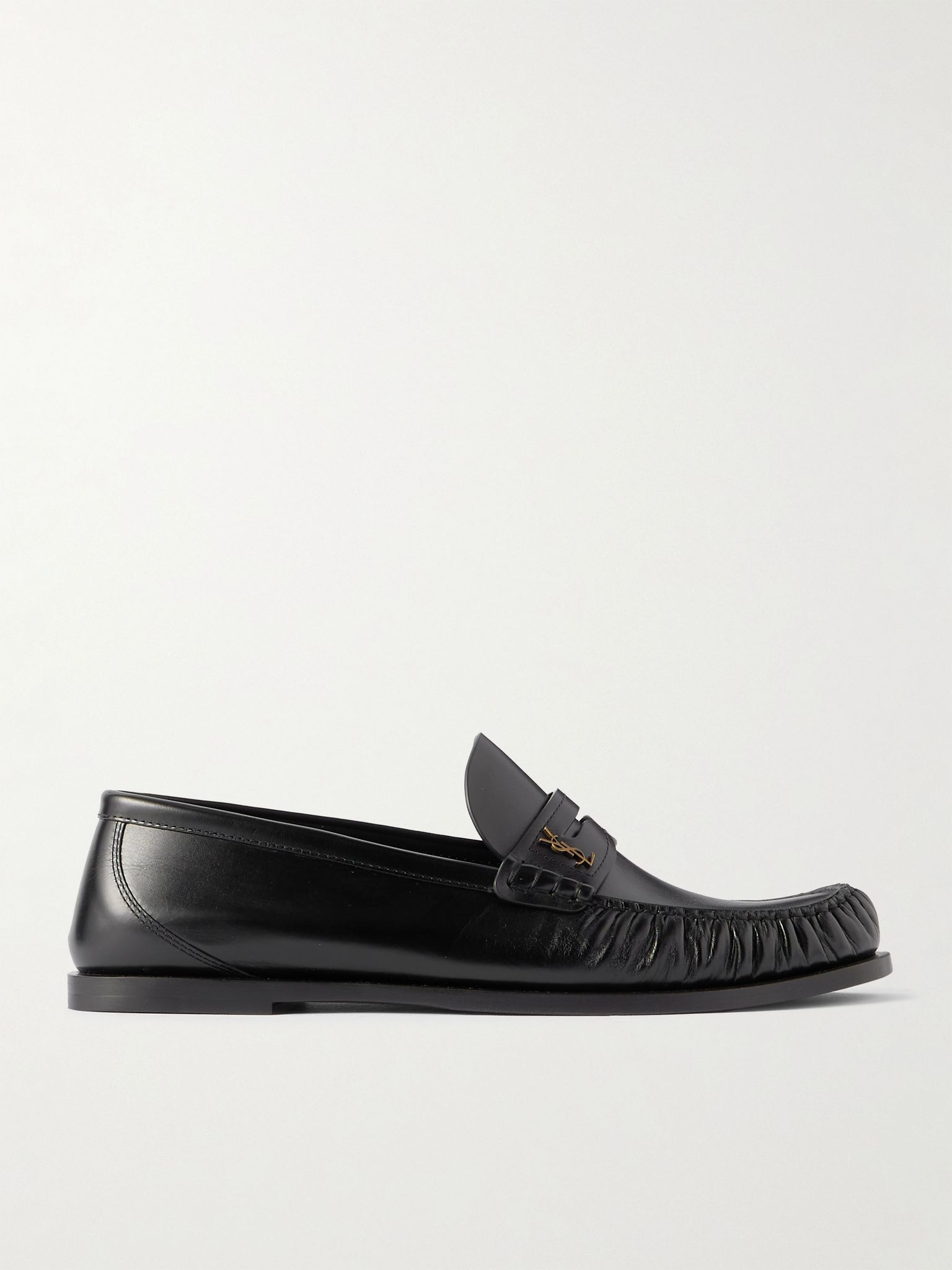 Laurent Logo-Embellished Leather Penny Loafers Black - 1