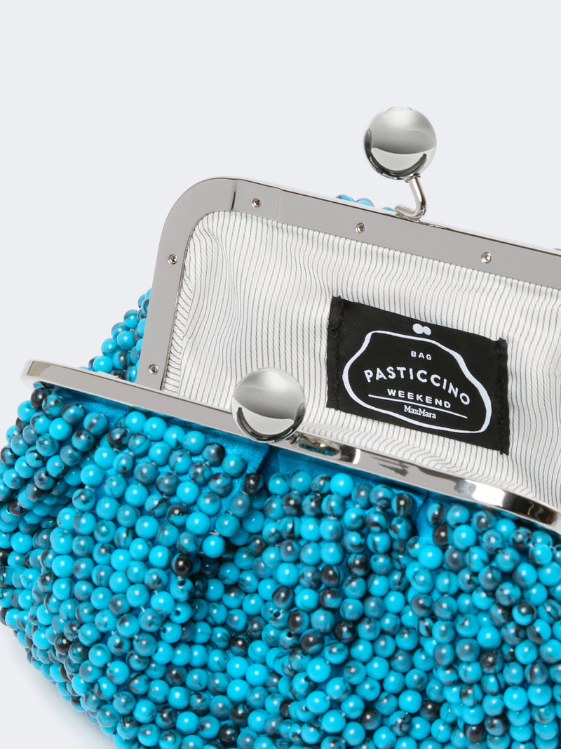 ESCHIMO Small Pasticcino Bag with embroidered resin pearls - TURQUOISE 5