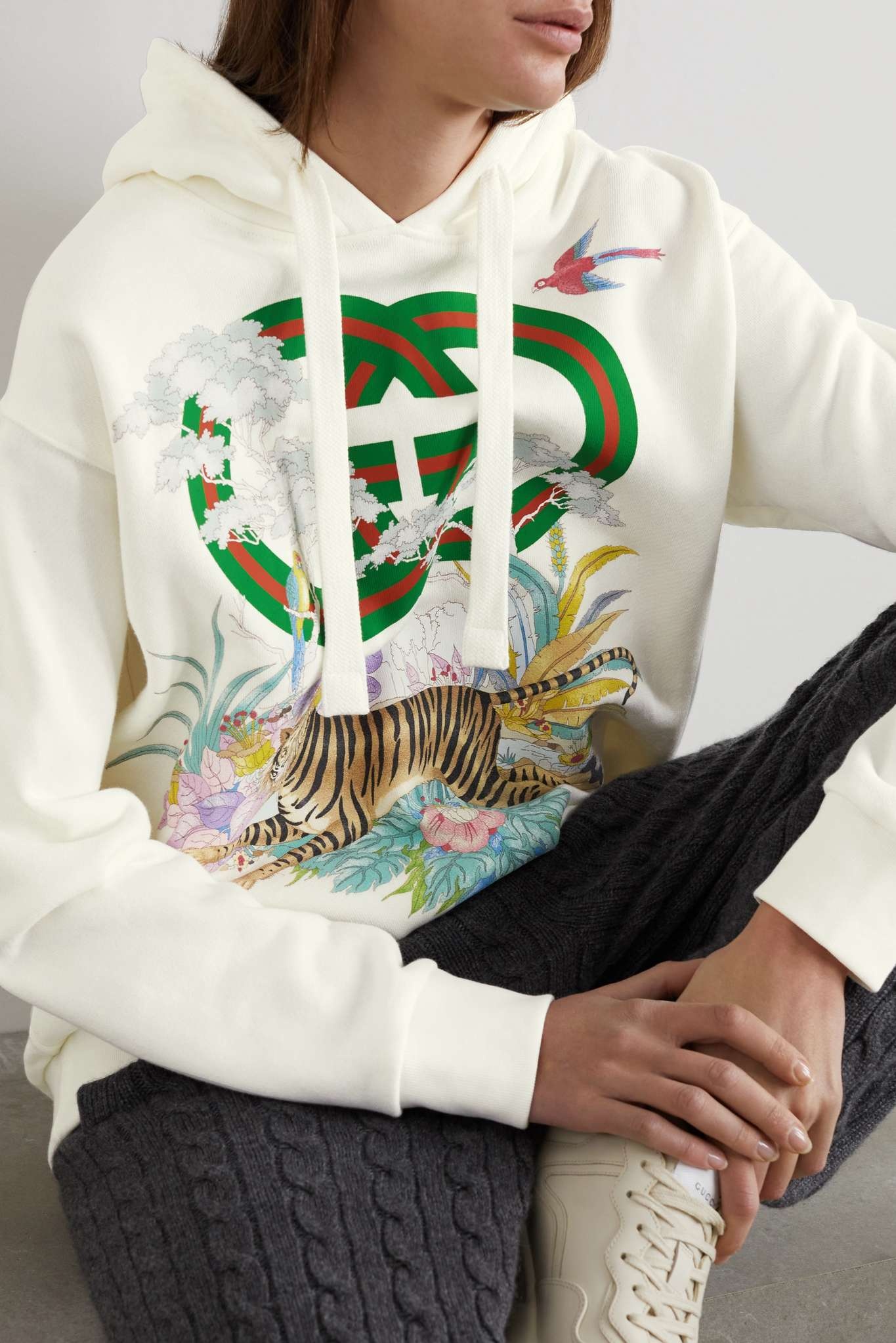 Chinese New Year printed cotton-jersey hoodie - 3