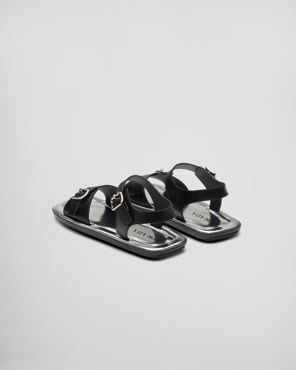 Leather double-strap sandals - 4